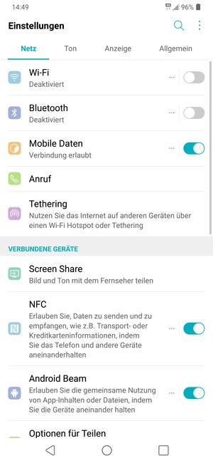 Wählen Sie Netz