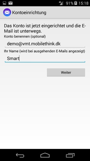 Geben Sie Ihrem Konto einen Namen und geben Sie Ihren Namen ein. Wählen Sie Weiter