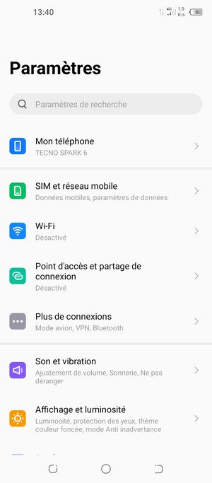 Sélectionnez Wi-Fi
