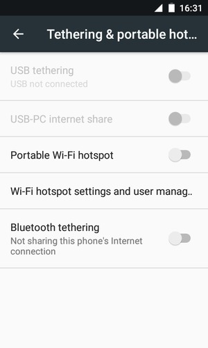 Select Wi-Fi hotspot settings and user management