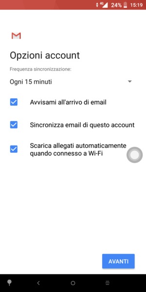 Seleziona AVANTI