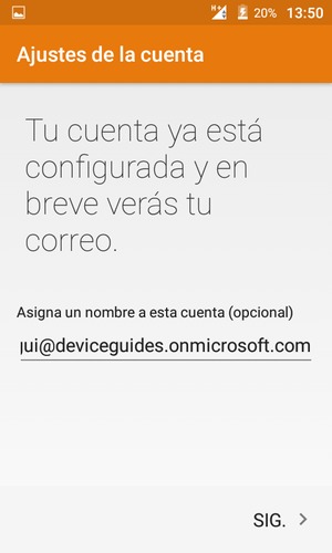 Déle a su cuenta un nombre y seleccione SIG.