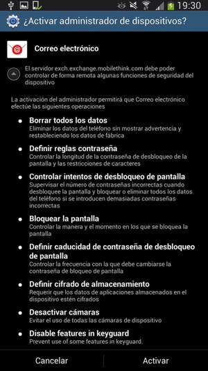 Seleccione Activar