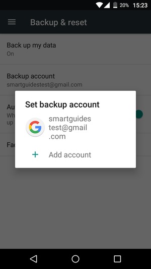 Select your backup account