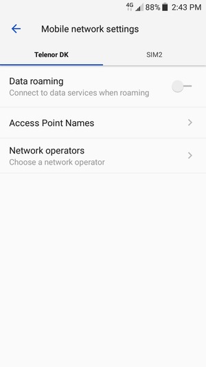 To change network if network problems occur, select Network operators