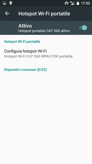 Il telefono è ora pronto per essere usato come modem