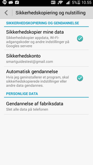 Vælg Sikkerhedskonto