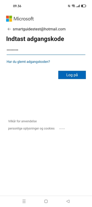 Indtast din adgangskode og vælg Log på