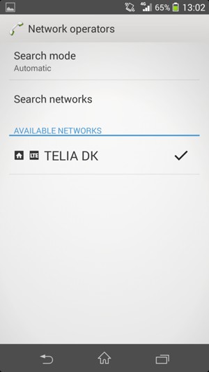 Select a network operator from the list