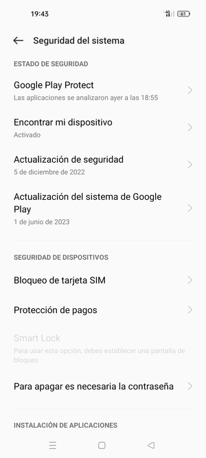 Seleccione  Bloqueo de tarjeta SIM