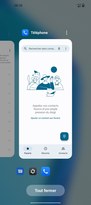 Sélectionnez Tout fermer pour fermer toutes les applications en cours d'exécution