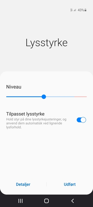 Aktiver Tilpasset lysstyrke og vælg Udført