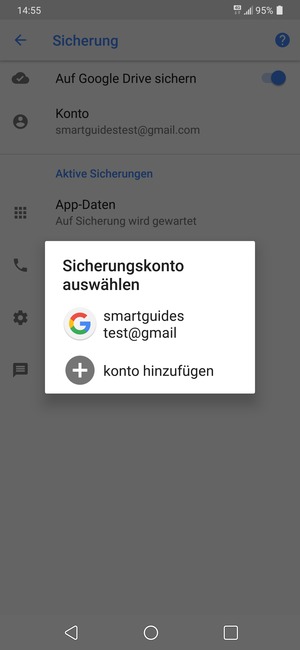 Wählen Sie Ihr Konto für Backup