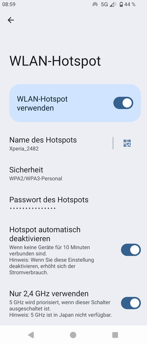 Ihr Handy ist jetzt für die Verwendung als Modem eingerichtet