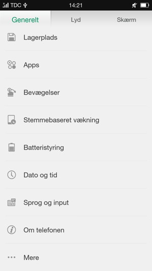 Scroll til og vælg Batteristyring