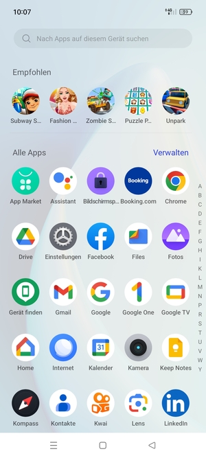 Wählen Sie Einstellungen