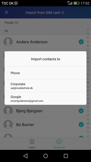 Select your Google account
