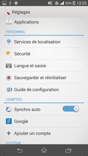 Sélectionnez Google