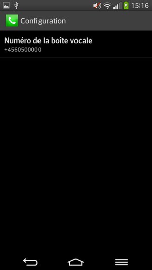 Sélectionnez Numéro de la boîte vocale