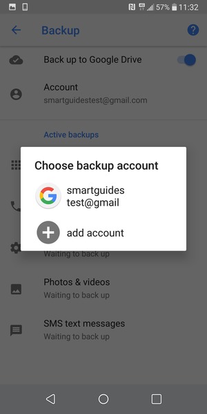 Select your backup account