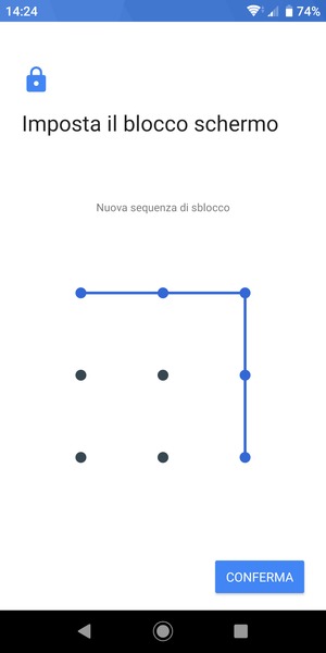 Disegna nuovamente la sequenza di sblocco e seleziona CONFERMA