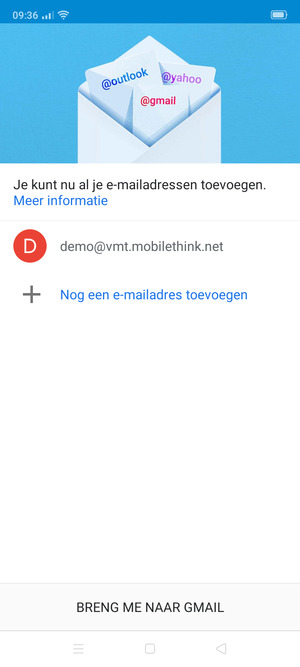 Selecteer BRENG ME NAAR GMAIL