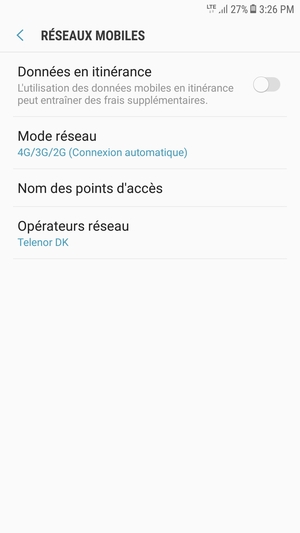 Sélectionnez Nom
des points d'accès