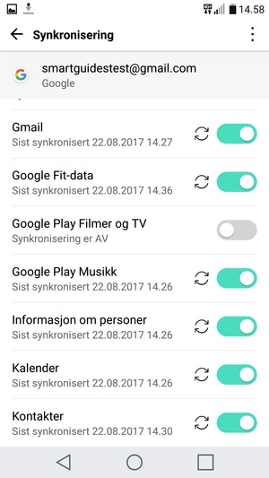 Din informasjon blir synkronisert