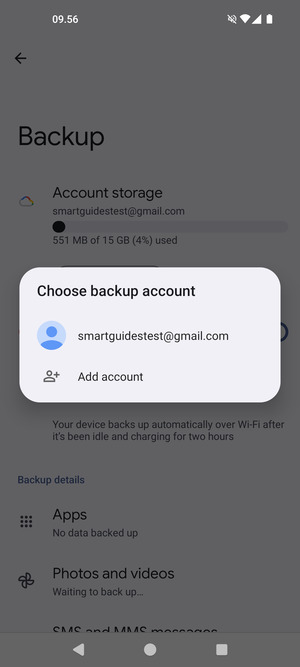 Select your backup account