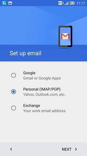 Select Personal (IMAP/POP) and  NEXT