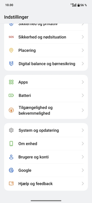 Scroll til og vælg Brugere og konti