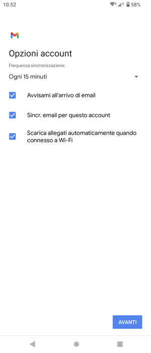 Seleziona AVANTI