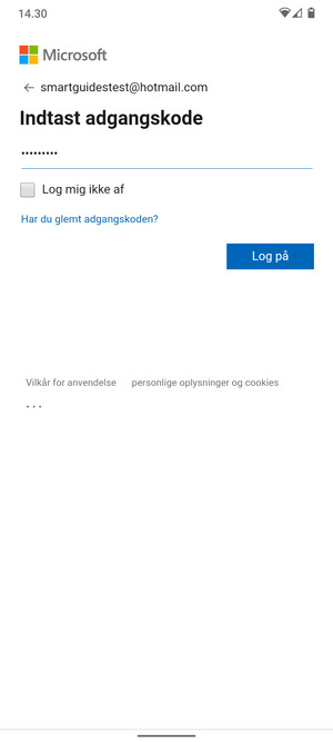 Indtast din adgangskode og vælg Log på