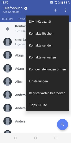 Wählen Sie Kontakte verwalten