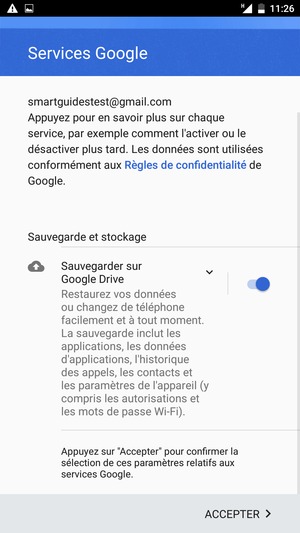 Sélectionnez ACCEPTER