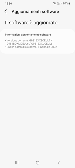 Se il tuo telefono è aggiornato, vedrai la seguente schermata