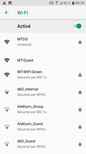 Vous êtes maintenant connecté au réseau Wi-Fi