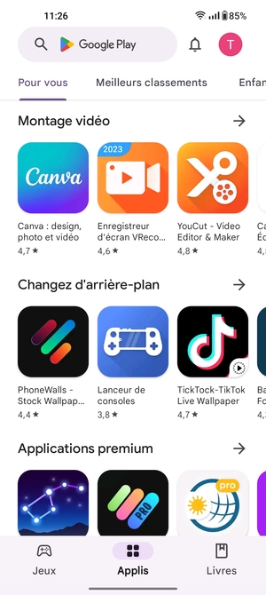 Sélectionnez la barre de Recherche