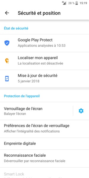 Sélectionnez Verrouillage de l'écran
