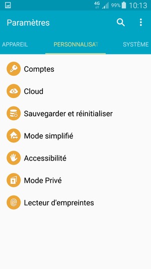 Si vous voyez cet écran, sélectionnez PERSONNALISATION