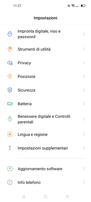 Scorri e seleziona Sicurezza