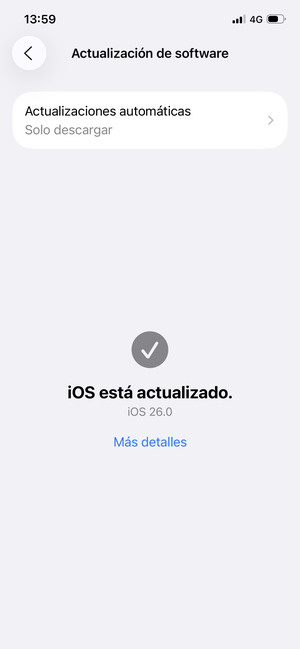 Si su iPhone está actualizado, verá la siguiente pantalla.