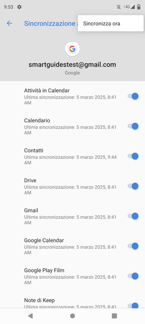 Seleziona Sincronizza ora