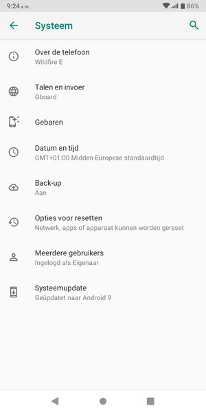 Selecteer Systeemupdate