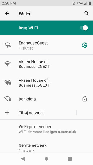 Du er nu tilsluttet Wi-Fi netværket