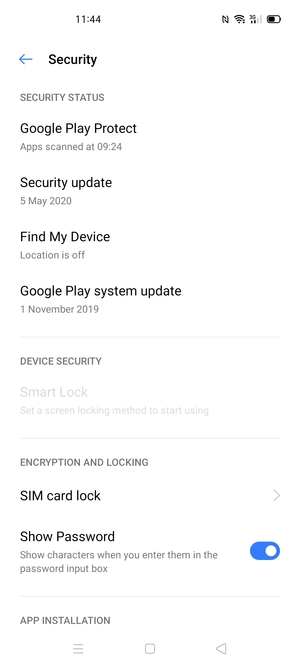 Scroll to and select  SIM card lock