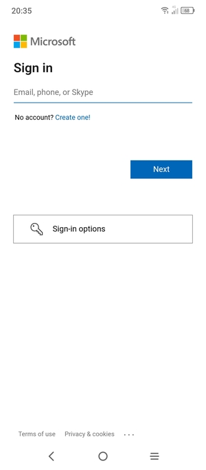 Enter your Email address and select Next