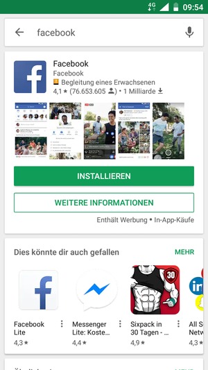 Wählen Sie die App