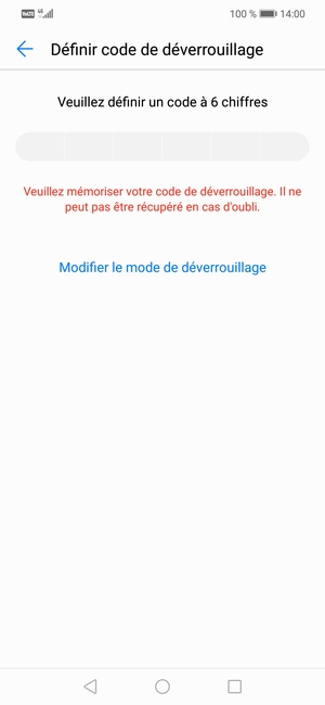 Sélectionnez Modifier le mode de déverrouillage