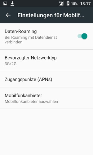 Schalten Sie Daten-Roaming an oder aus